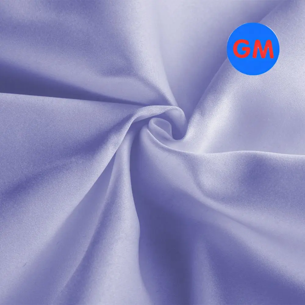 Custom Printed Blue Leaf Design Silk-like Silky Satin 97% Polyester 3%spandex Elastane Fabric for Casual Dresses