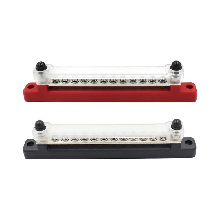 Heavy Duty Black Red 12 Way Low Voltage Screw Terminal Block Connector