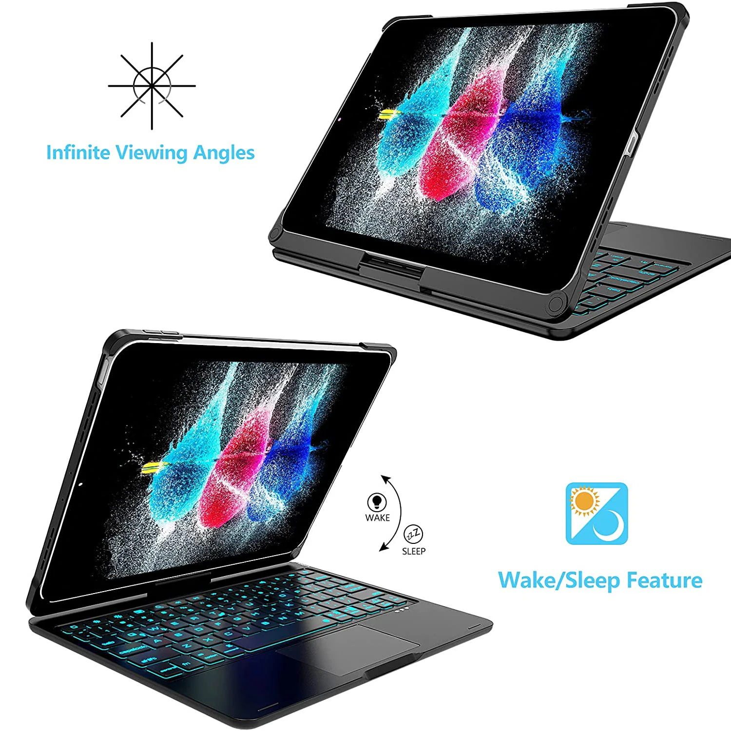 360 Rotatable 7 Color Backlight Touchpad Case Keyboard For Ipad Pro 11 Inch / Ipad Air 4 10.9 Inch