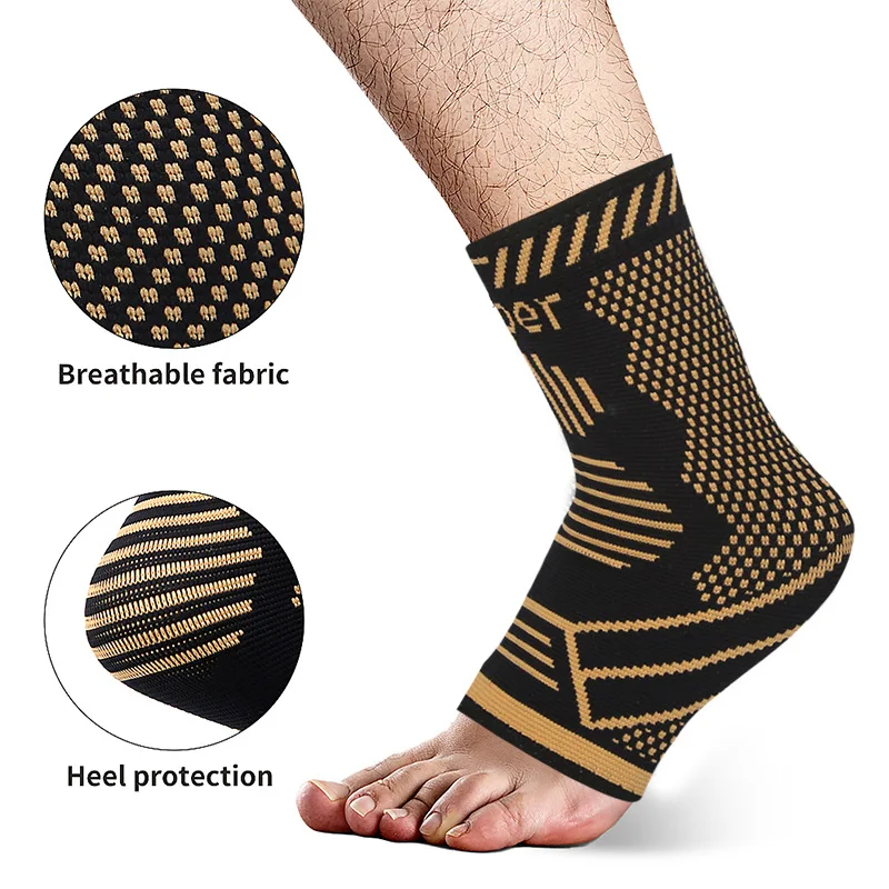 Plantar Fasciitis Ankle Compression Sleeve Socks Achilles Tendon Pain Relief Custom Logo Copper Ankle Brace Support