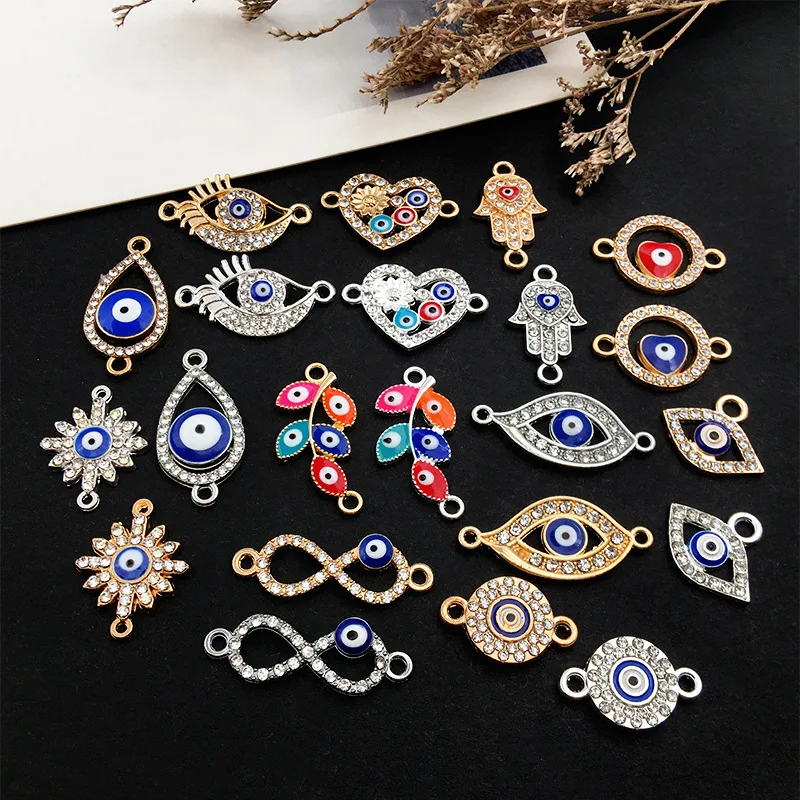 Chinese Wholesale Vendors Online Bulk Buying Diy Earrings Devil Eye Heart Pendant Necklace Jewelry Making Accessories