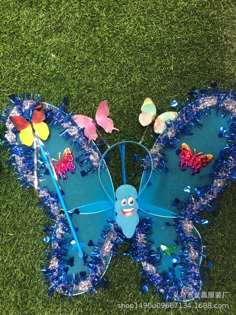 Wholesale HIGH quality Girls Costume Set angel wings LED butterfly wings LED tutu skirt with Wand and Headband