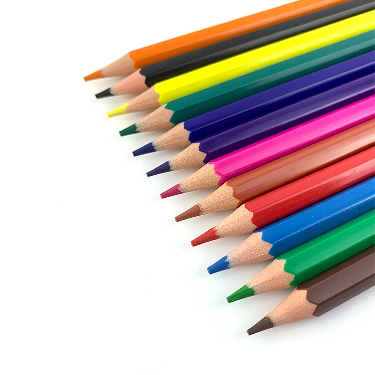 Good Feedback En71 Long Round Soft Lead 12 Colors Pencil for Kids in Tin Tube