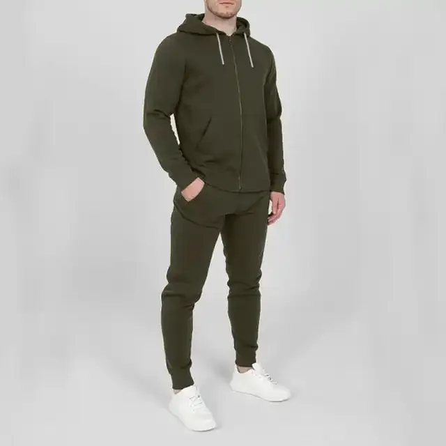 Autumn winter custom blank plain zipper sweatsuit sets polyester jogger sets mens casual 2 ps tracksuits