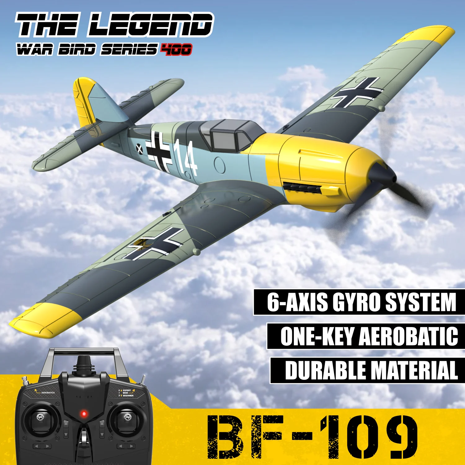Volantex BF109 4-CH RC Airplane Park Flyer for Beginner with Gyro Stabilizer 761-11