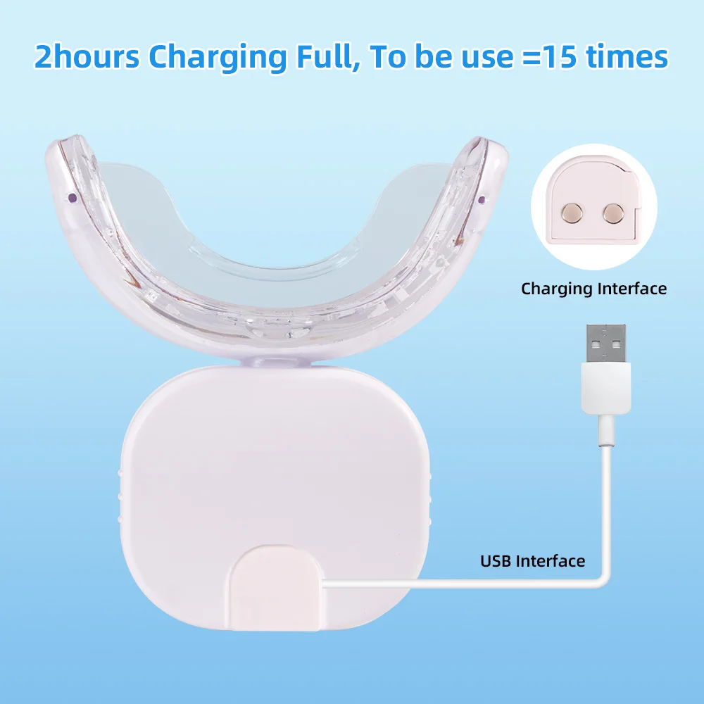 Новое поступление отбеливающий зуб с частным логотипом Usb-зарядка сенсорный экран 32 светодиода синий и красный свет гелевое отбеливание зубов светодиодный светильник в