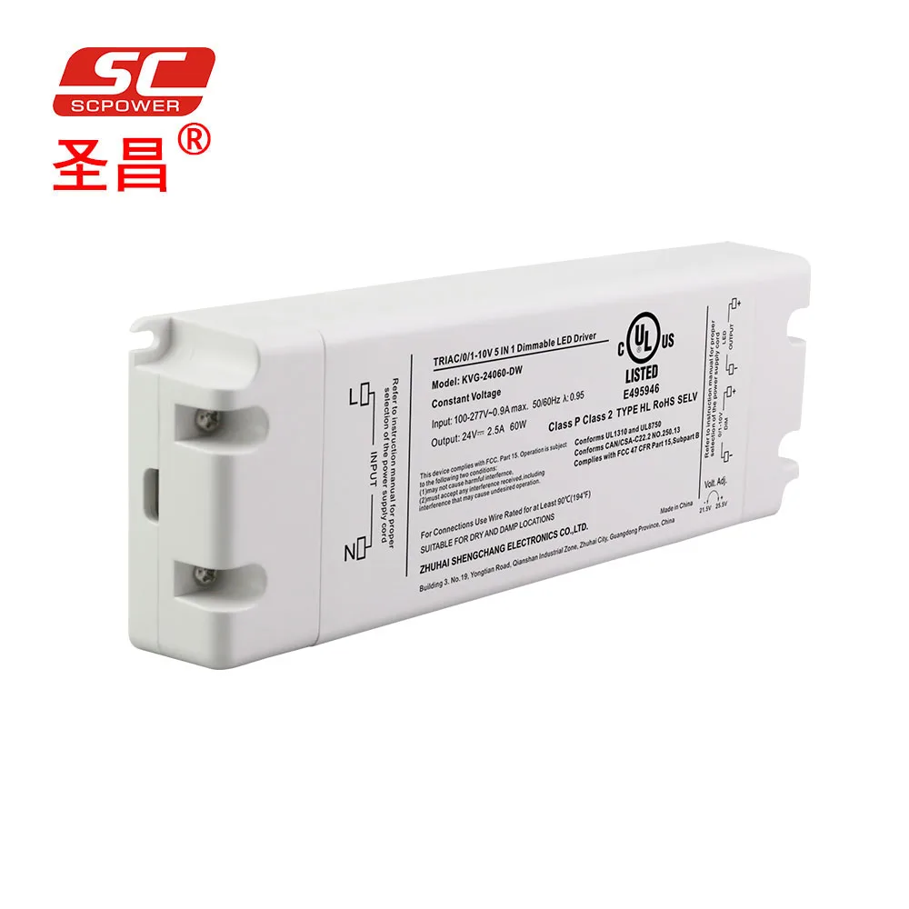 Диммируемый светодиодный драйвер Triac 0-10 в 1-10 в 60 Вт 12 в 24 в постоянное напряжение Профессиональное светодиодное освещение