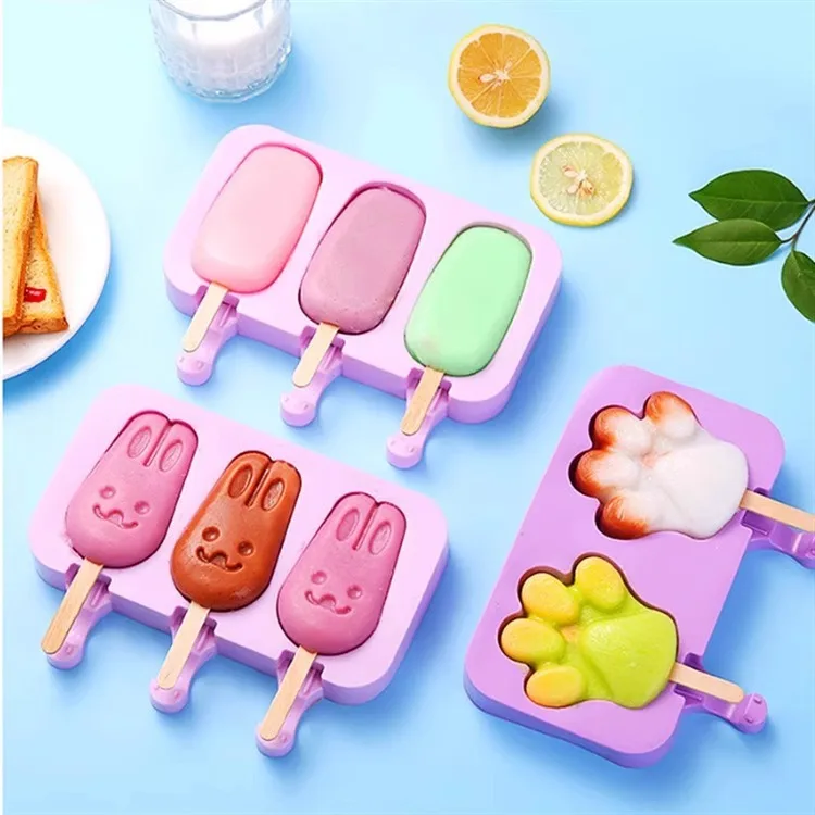 New High Quality Silicone Ice Cream Popsicle Carton Animal BPA Free Ice Cream Mold Reusable Easy Release Ice Pop Maker Molds