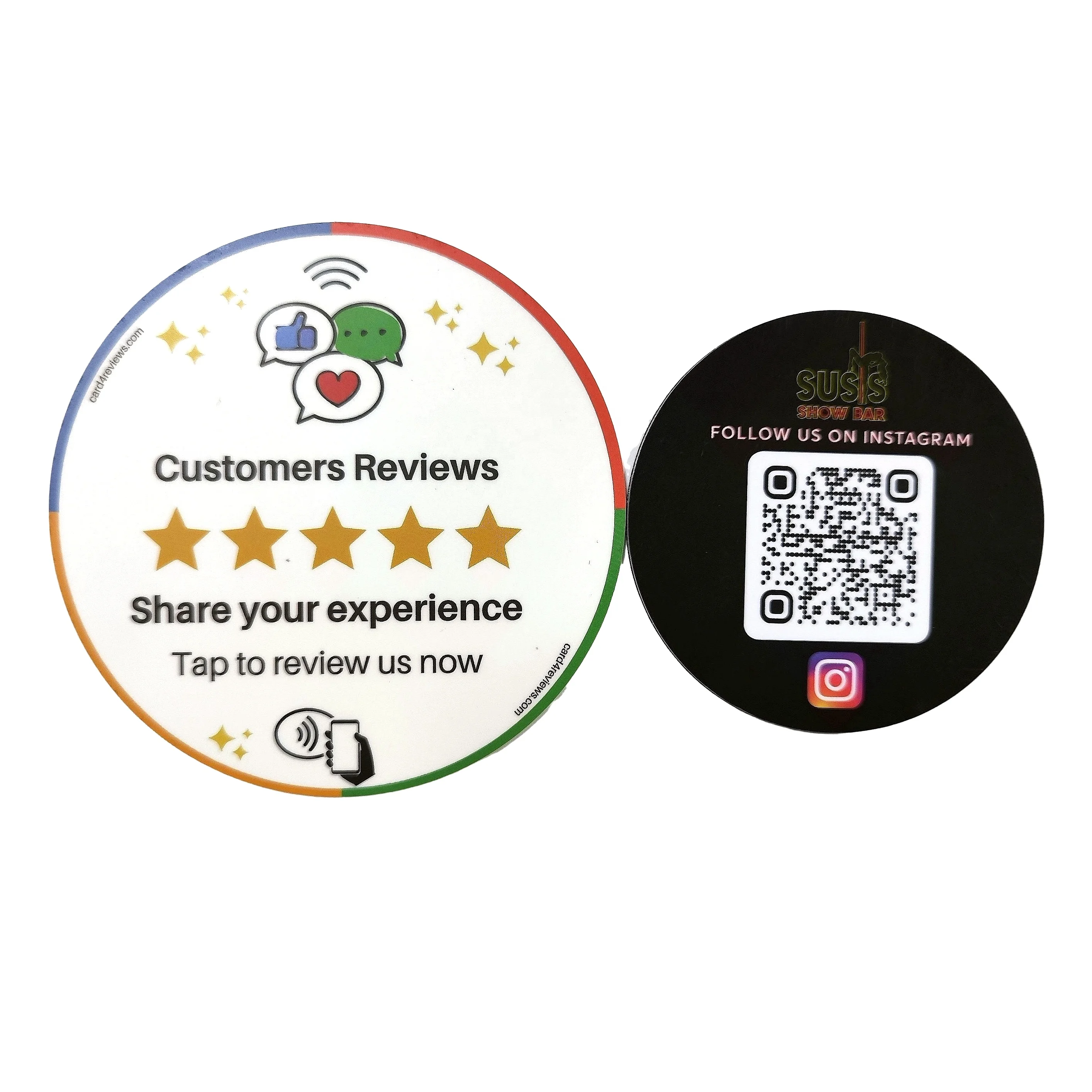 Custom Contactless Google Map Reviews Tags NFC Menu QR Code Tag PVC Card With Chip NTAG215 For Online Seller