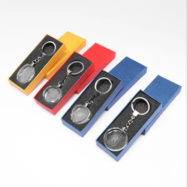 Wholesale Promotion Custom Logo Heart Shape Flashing Led Crystal car logo keychain