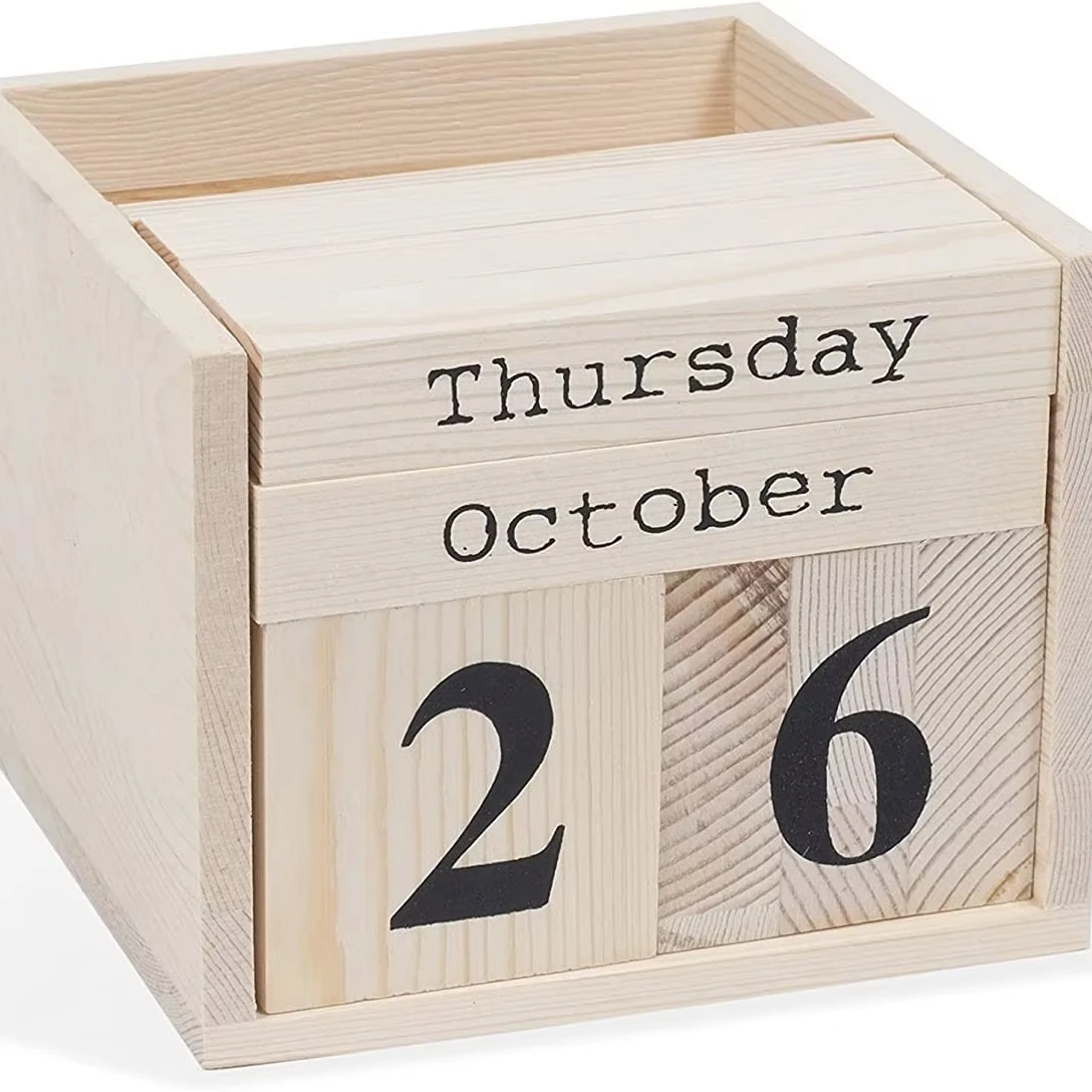 Wood Desk Organizer, Pen Holder &Wood Desk Calendar, DIY Projects Unfinished Wood, Natural
