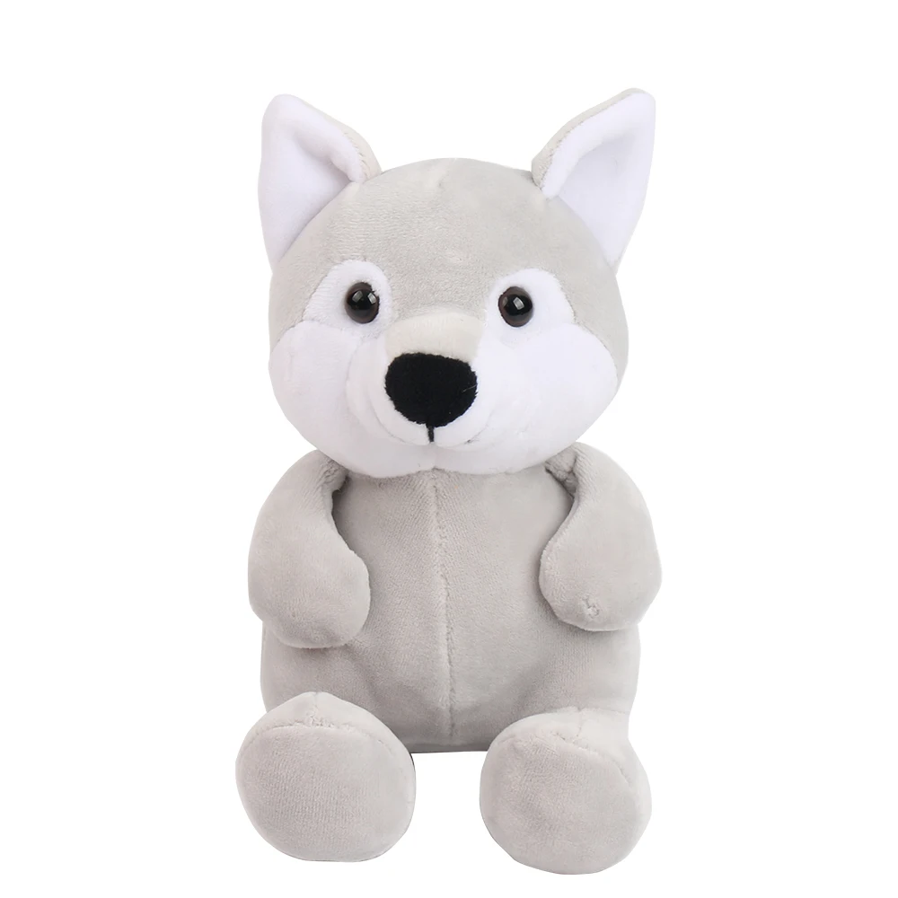 Custom Plush Toy Cute Wolf Stand Stuffed Animals with Plastic Particle for kids&gifts