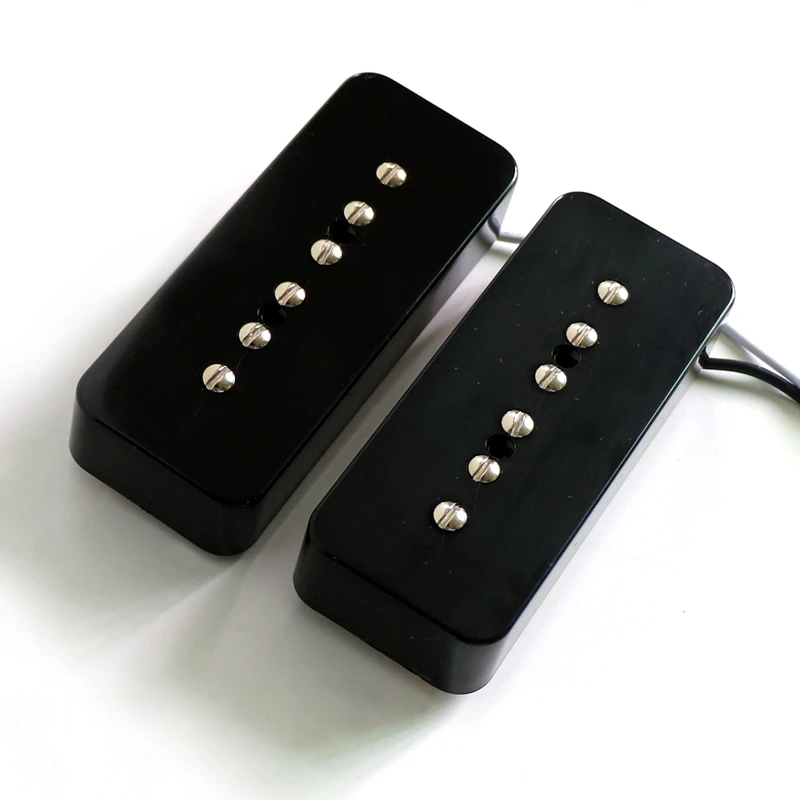 Donlis 1set Ivory Alnico 2 Magnet Bar Soap Bar P90 Guitar Pickups in Black for Quality Custom Single Coil Electric Guitars