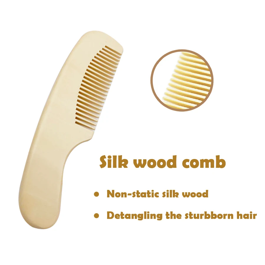 Factory Soft Goat baby hair brush newborn brush hair baby wooden hair brush and comb set