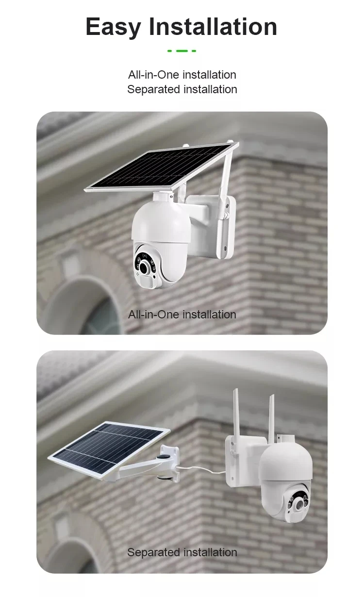 Outdoor Security HD 1080P Backup PTZ 360 Rotating UP CCTV Solar Battery Power SIM 5G LTE Camera