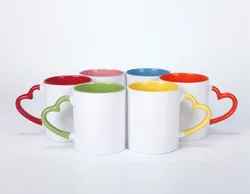 320ml DIY gift party white blank with Heart-shaped handle  Ceramic cup with Sublimation coating mug