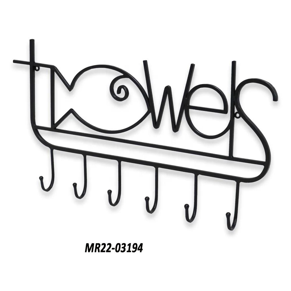 Multifunctional Metal Towel Rack 4 Hooks Black Towel Hanging Metal Wall Key Holder Wall Mounted Metal Hook Cloth Hanger