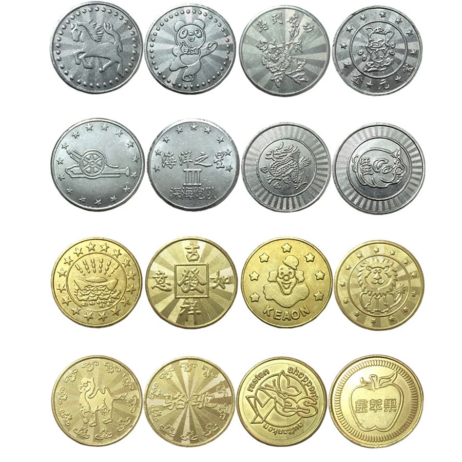 Wholesale Cheap Custom Metal Arcade Game Machine Silver Coins Token Gold Token Game Coin For Board Pusher