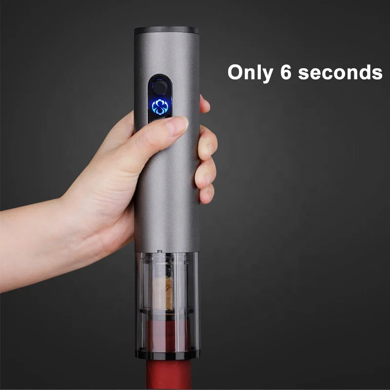 Aluminum Alloy USB Rechargeable Automatic Electric Wine Opener Corkscrew with Foil Cutter