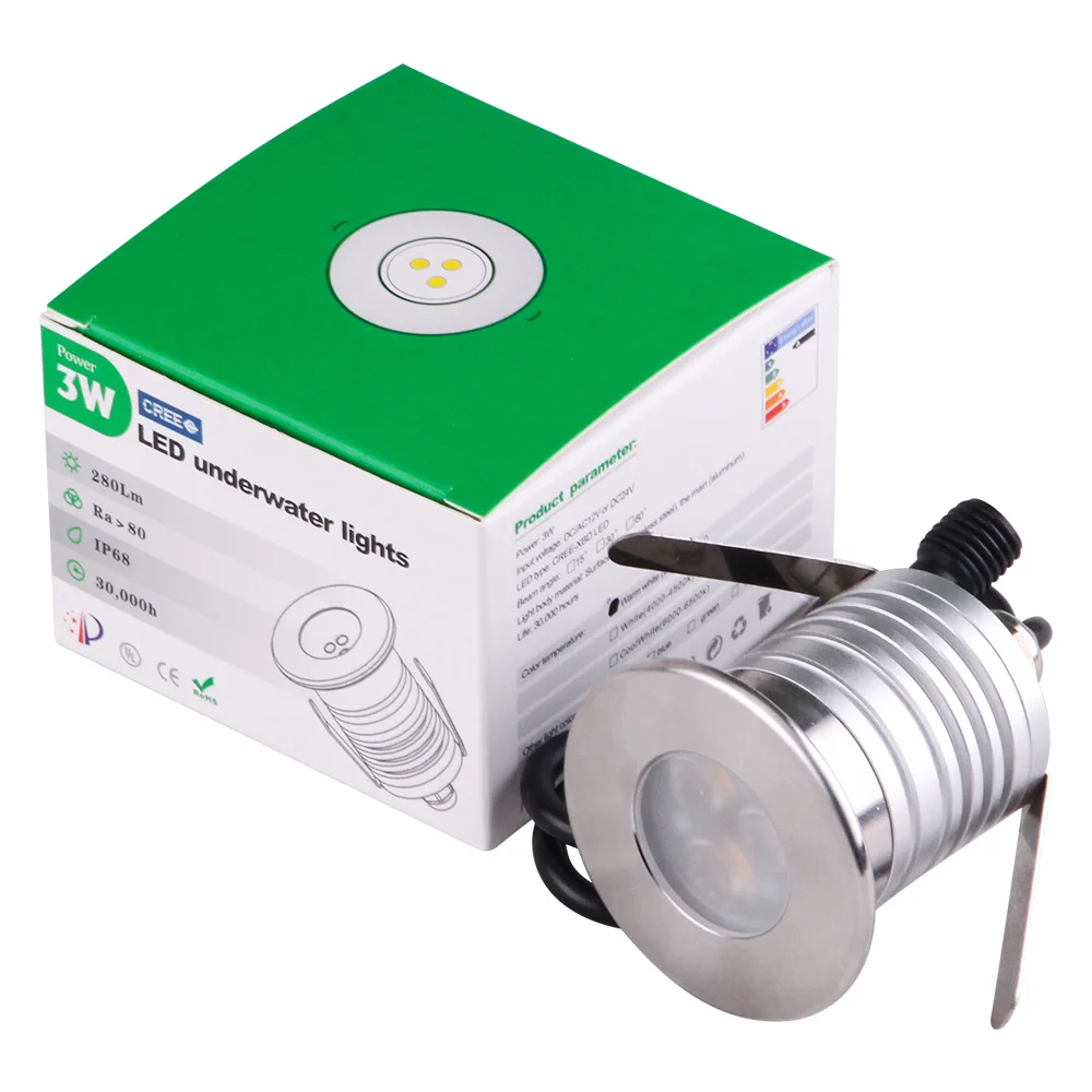 IP67 DC12V 24V 3W LED Recessed Lamp Mini Deck Luminaire Step Lights Buried Underground Light