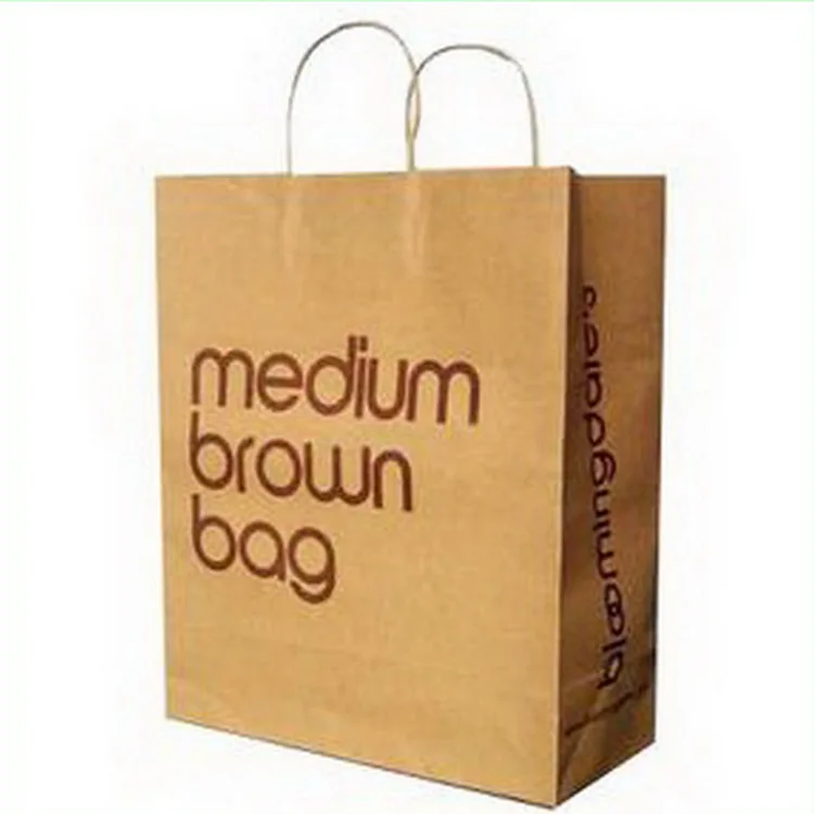 biodegradable material twist handle shopping printing kraft paper custom boutique bags