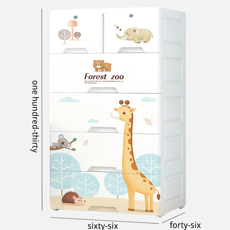 2024 Lower Double Doors (hanging clothes + compartment) Baby Clothing Wardrobe Cabinets Plastic Drawer Organizer Furniture