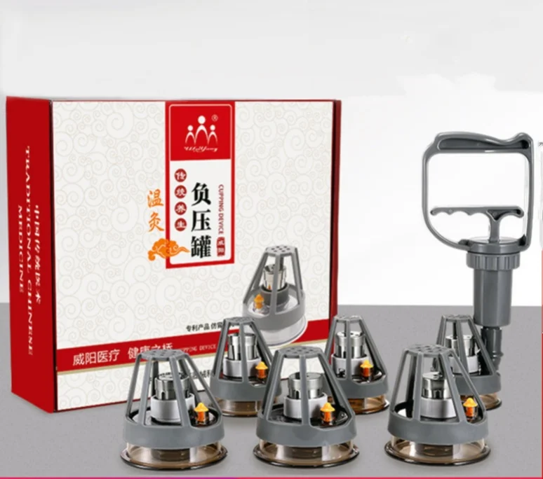 6 cups Chinese vacuum multi-functional moxibustion cupping 2-in-1 set Body massage therapy Health suction for physical therapy