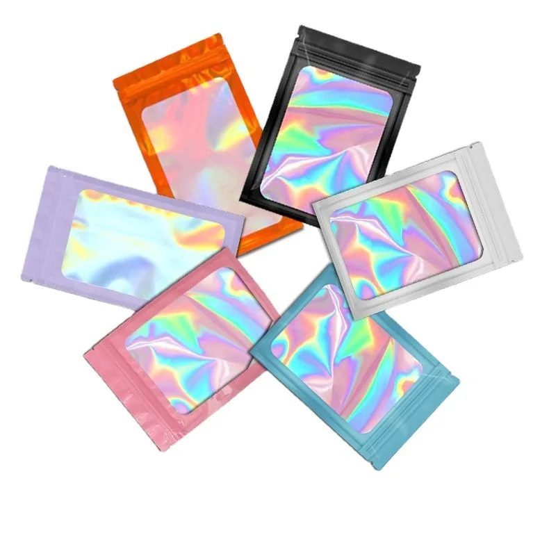 Printing Iridescent Plastic Laser Holographic Zipper Poly Bag Zip Lock Bags