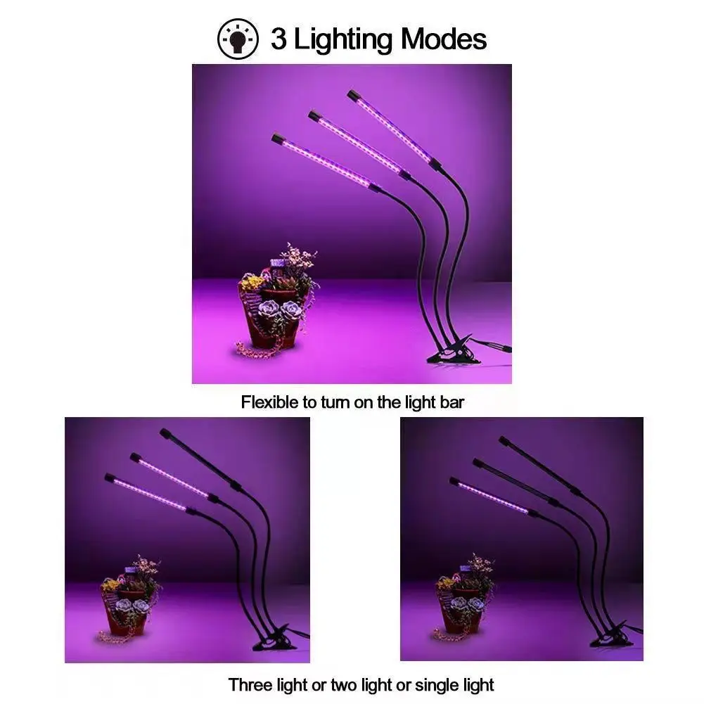 Three heads and three tubes LED plant growth light