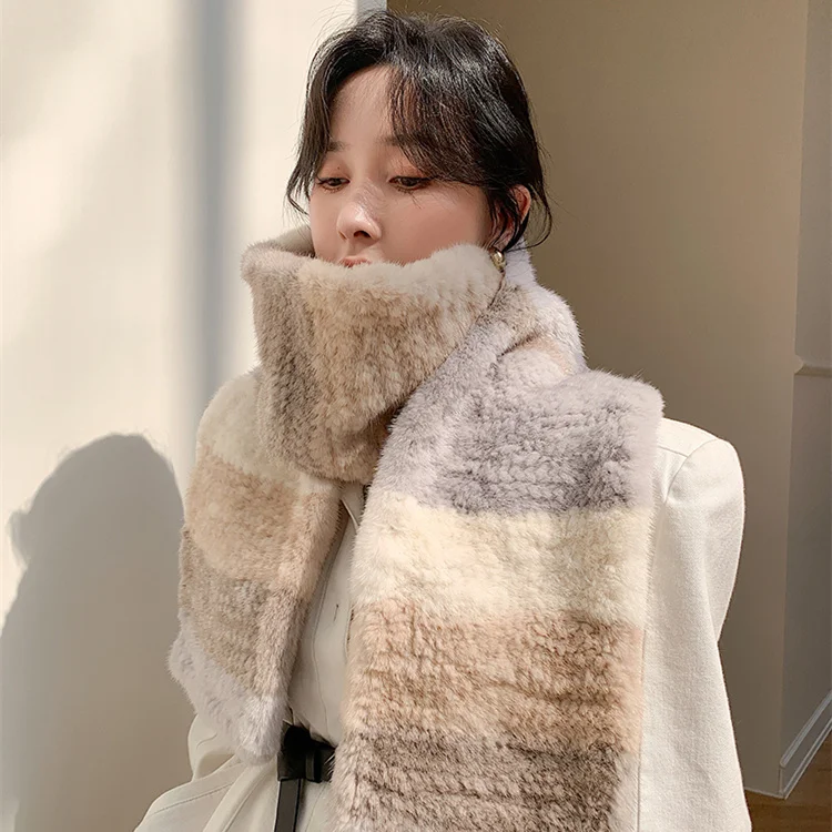 Fashion hot sale women winter warm scarves knitted mink scarf