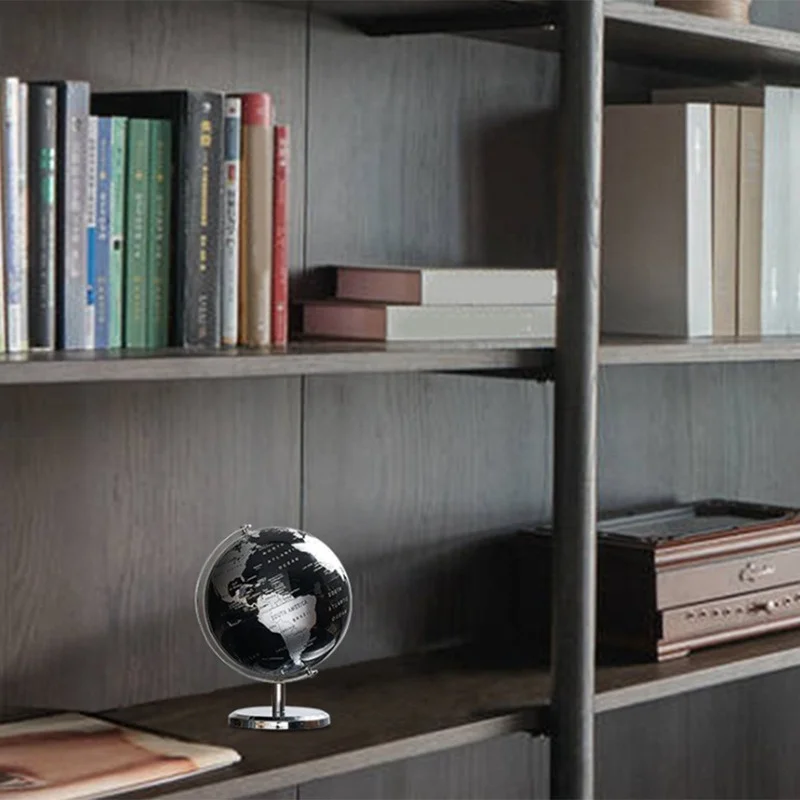 Marble Base Metal World Desk Globe Silver Plastic Rotating Educational Large World Map Earth Globes For Office Decoration