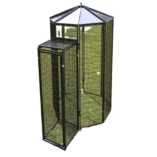 biack powder coated eight sided walk in bird aviary cage