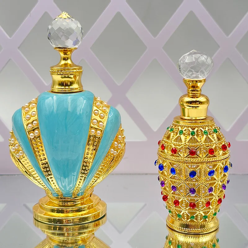 12ML 16ML 28ML Custom Dubai Metal Essential Oud Oil Bottles Arabian Egypt Empty Perfume Fragrance Bottle With Box Packaging