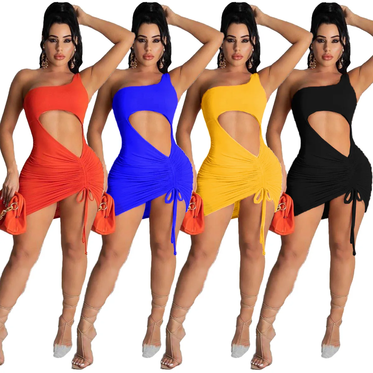 2021 new arrival women sexy bodycon ladies halter stacked hollow out pink sleeveless summer clothes solid dresses