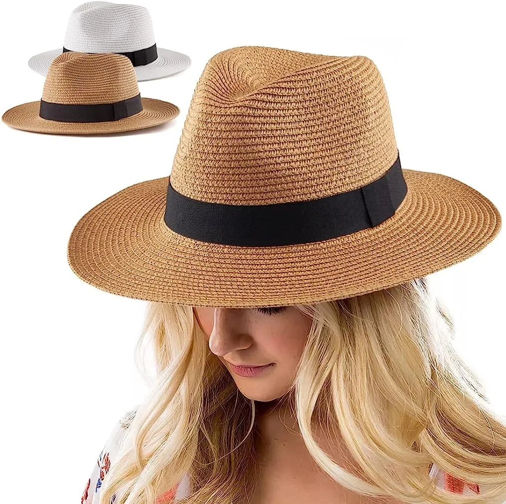 Custom Sunscreen Travel Seaside Vacation Western Straw Hat Straw Hat Women Men Straw Fadora Hats