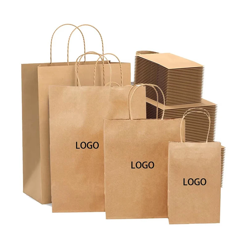 Wholesale gift packaging brown bolsa de papel printed shopping bag kraft paper bags with your own logo