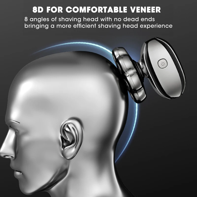 Lanumi LK-8610 6 in 1 Magnetic 8D bald shaver for bald LCD display rotary shaver men 2024 Whole body washing 8d head shaver