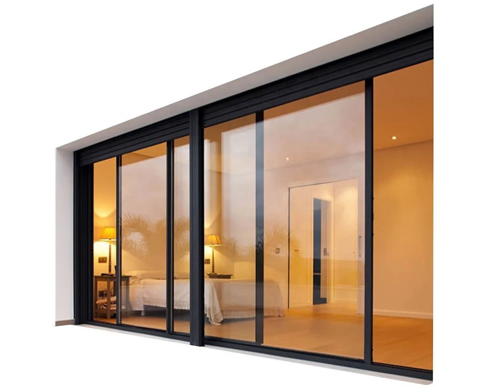 Aluminum automatic sliding door double tempered glass sliding door custom sliding glass patio door