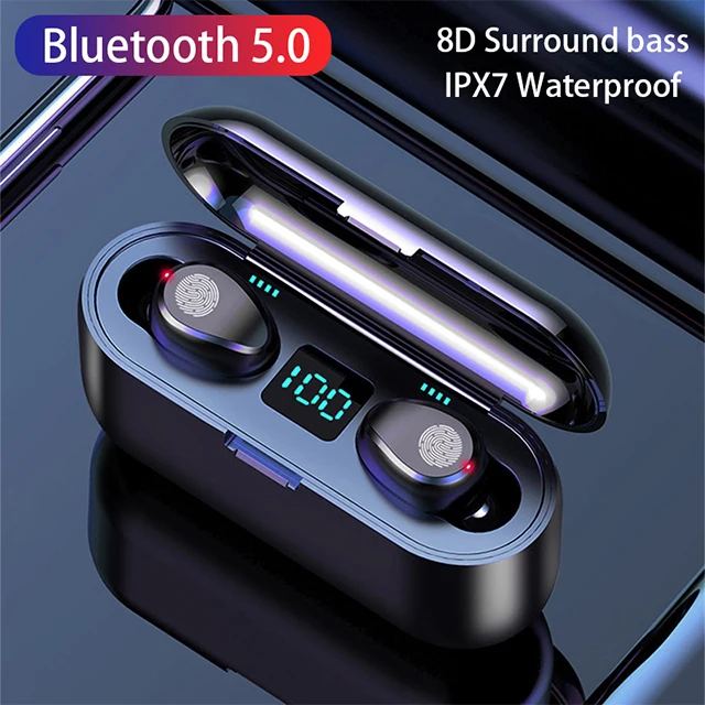  F9 8D Stereo Ipx7 Waterproof Digital Led Display 5.0 Headphones Audifon Tws Con
