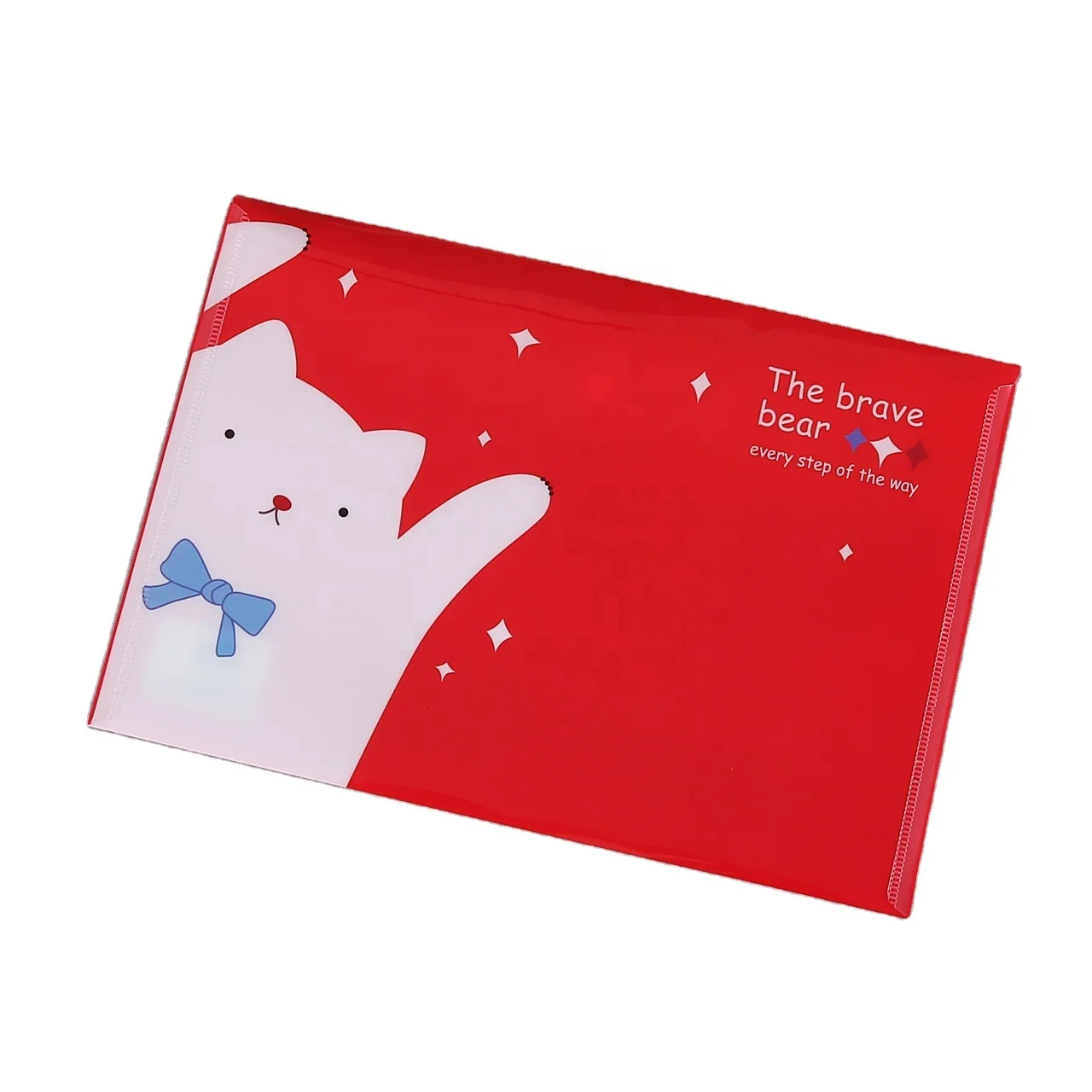 Custom Print A4 Button PVC Clear Bag File Letter Envelopes Document Folders