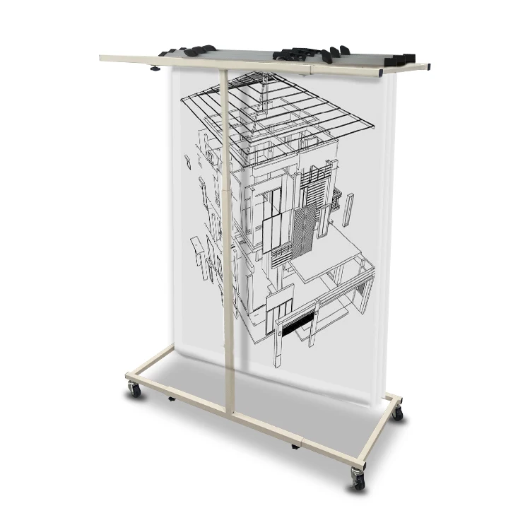 JH-Mech Vertical Architectural Plan Storage Hanging File Organizer Stand Adjustable Metal Mobile Blueprint Storage Stand
