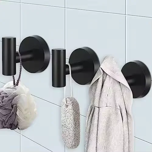 Brushed Color drilling Hanger Bathroom Accessories Clothes Stainless Steel Robe Black Hook Wall Mount Single Screw Towel Holder