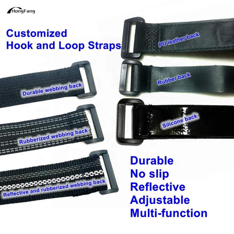 Adjustable Rubber Backing Hook and Loop Strap