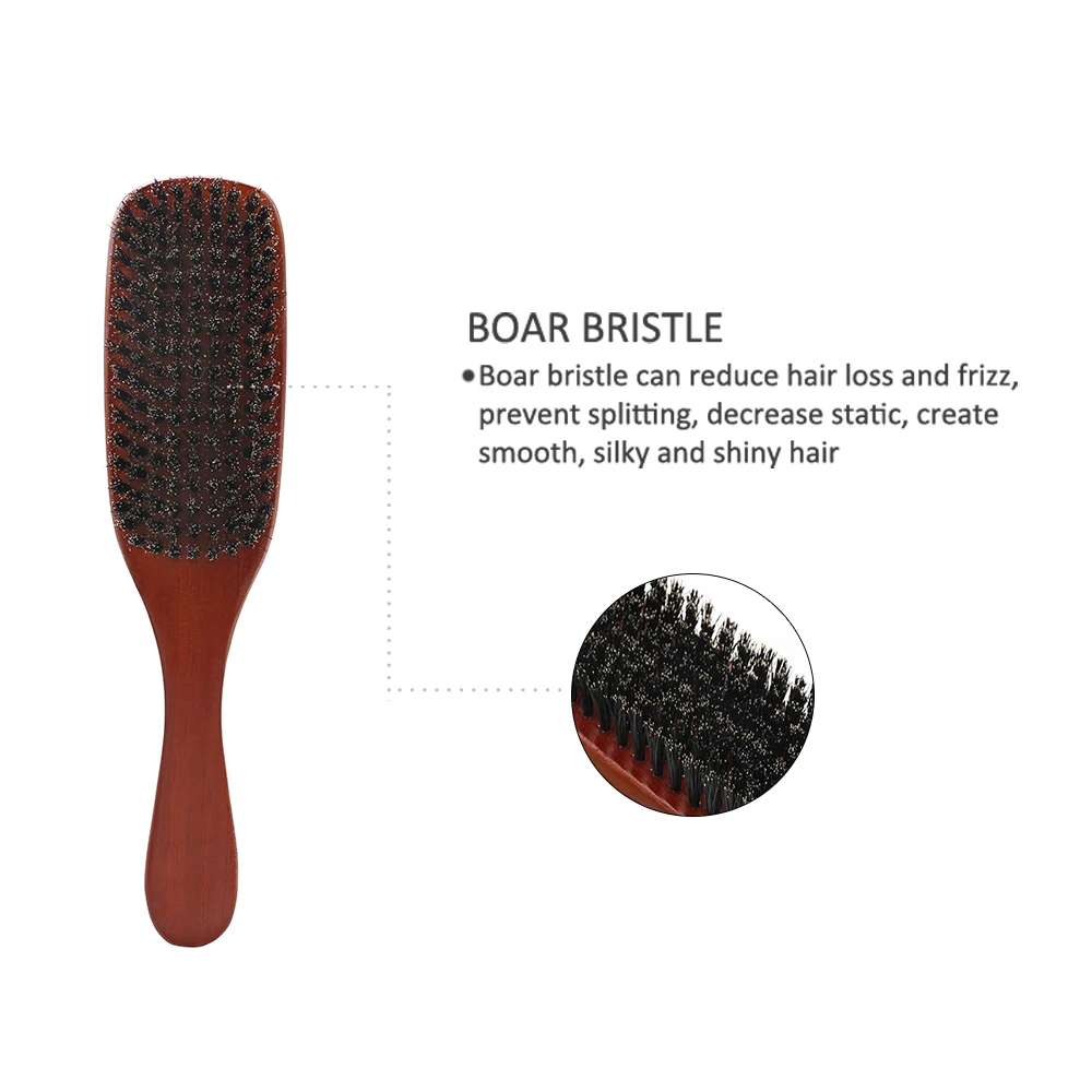 Factory Wholesale Brown Boar Bristle Beard Brush Private Label Wooden Handle Beard Oil Brush for Men