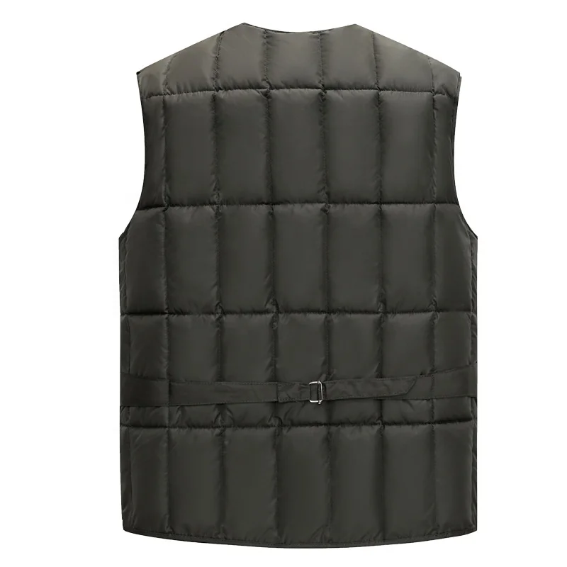 Autumn and Winter Multi Pockets Sleeveless Thick Cotton Waistcoat Zipper Up Plaid Vest for Men