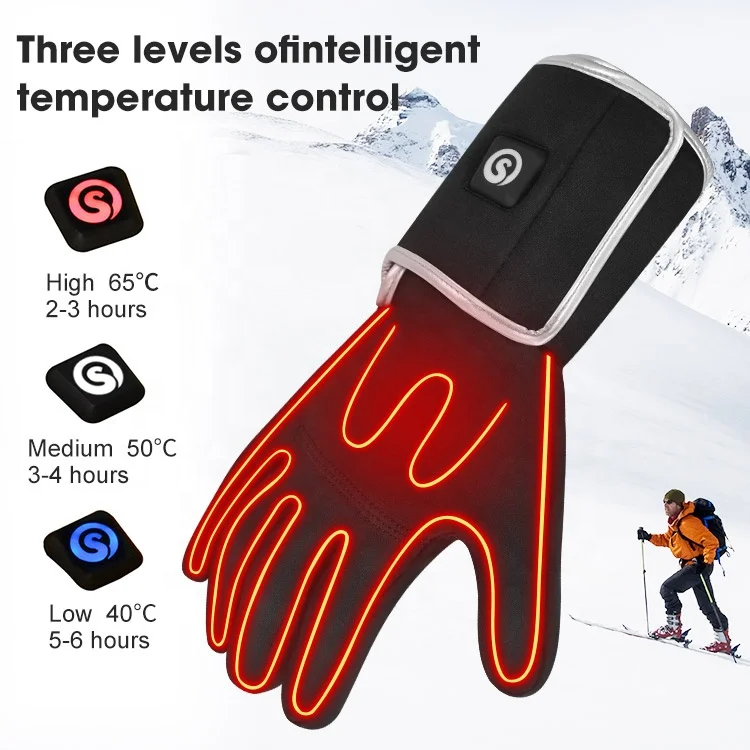 Winter Outdoor Recreation Riding Touch Screen Windproof Hand Warm Gear Electric Custom Ski Battery Heated Liner Gloves