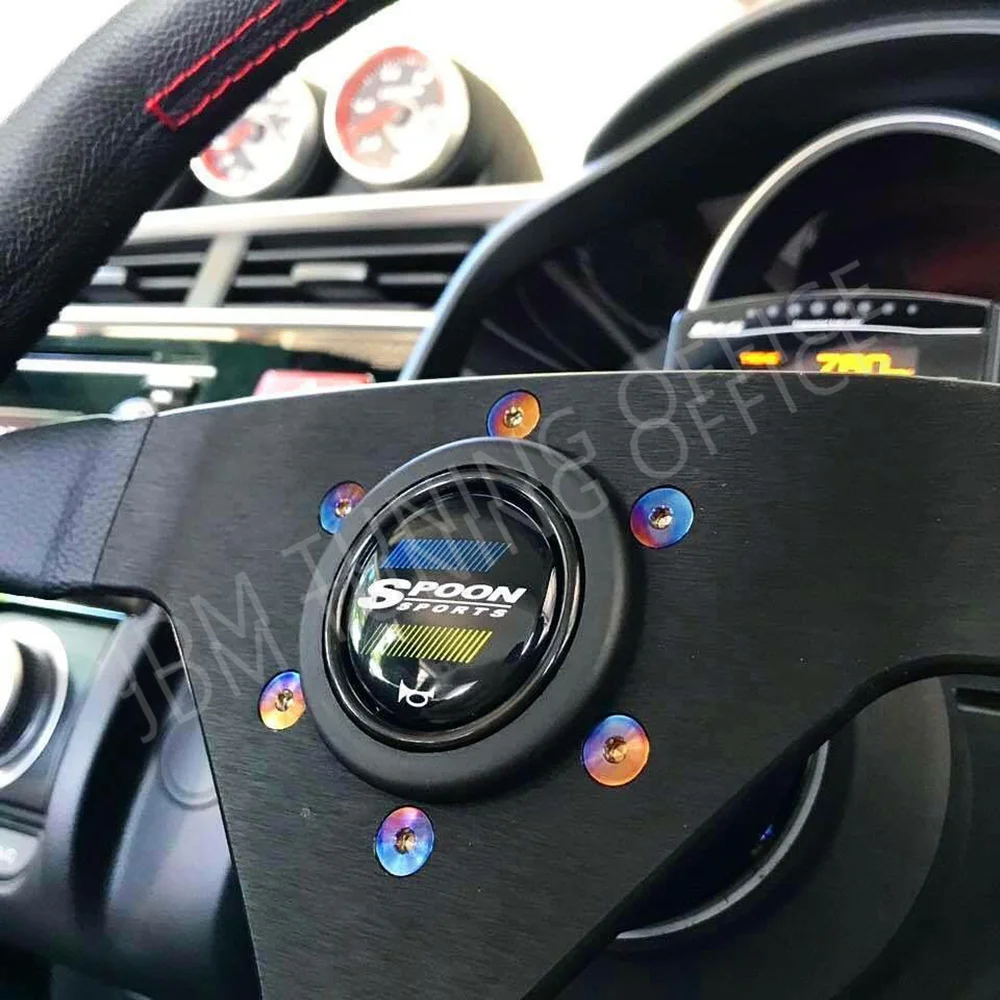 Neo Chrome Blue Titanium Alloy Round/Flat Shape Ti-6Al-4V Allen Countersunk Bolts Screw Fastener For  Vehicle Car Steering Wheel