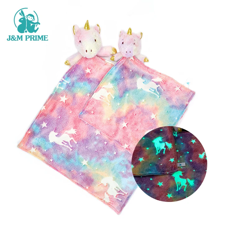 Rainbow Unicorn Glow In The Dark Flannel Fleece Throw Luminous Polar Blanket