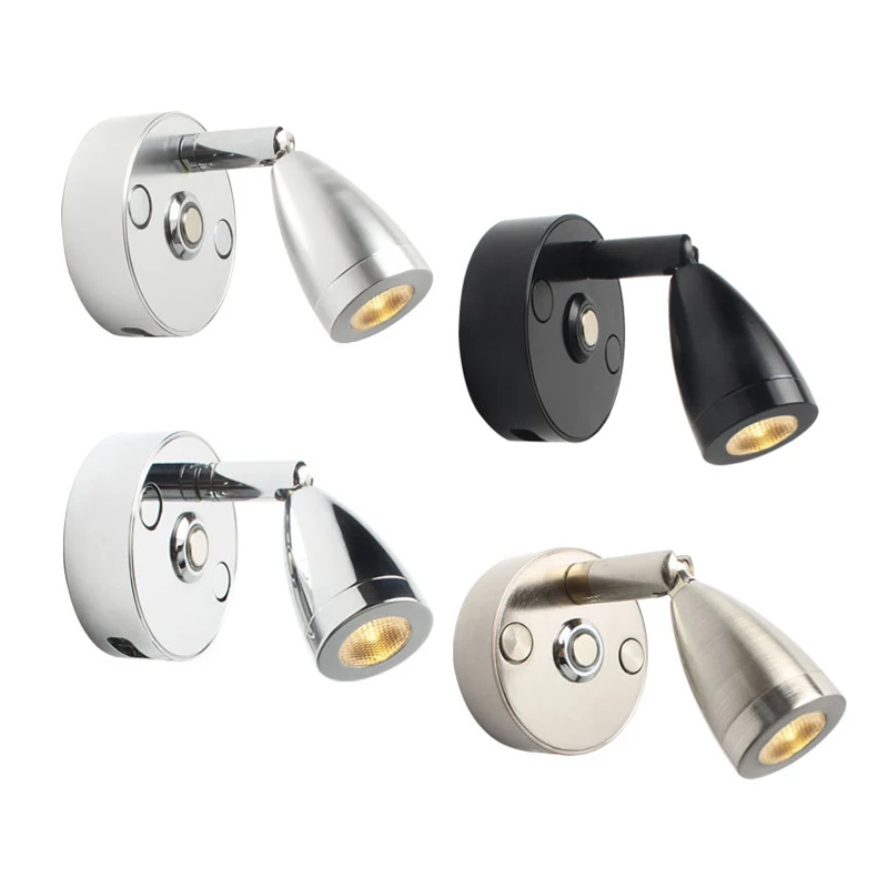MIni Wall Lamp 3W 12V RV Boat LED Reading Light with Touch Control Switch and USB Charging Port Wall Mounted Light for Bedside