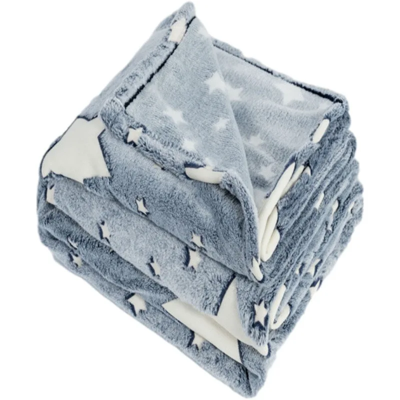 Custom Soft Star Moon Baby Flannel Blanket Glow in The Dark Blanket For Kids